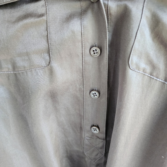 Olsen Europe 55% Silk Cotton Blend Shirt Blouse Size 4 Champagne - Picture 5 of 10